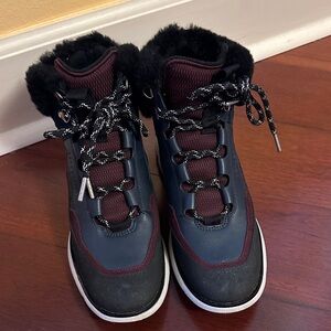 Cole Haan Women's Lace Up Boots - blue and Burgundy